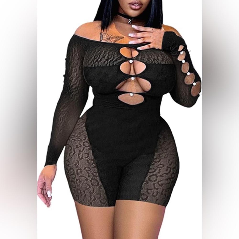 Mesh Leopard Cutout Romper